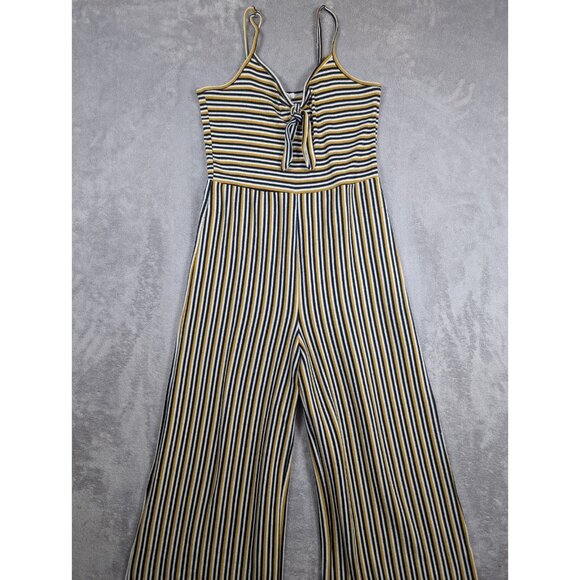 Forever 21 Jumpsuit Romper Womens Medium Stretch Striped Wide Leg Festival Boho - Picture 1 of 11